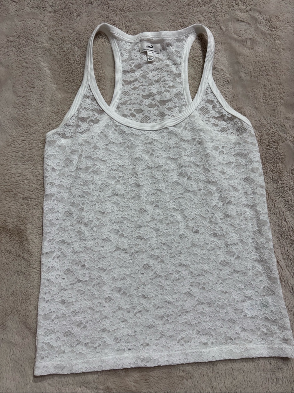 White Lace Racerback Tank Top - size L